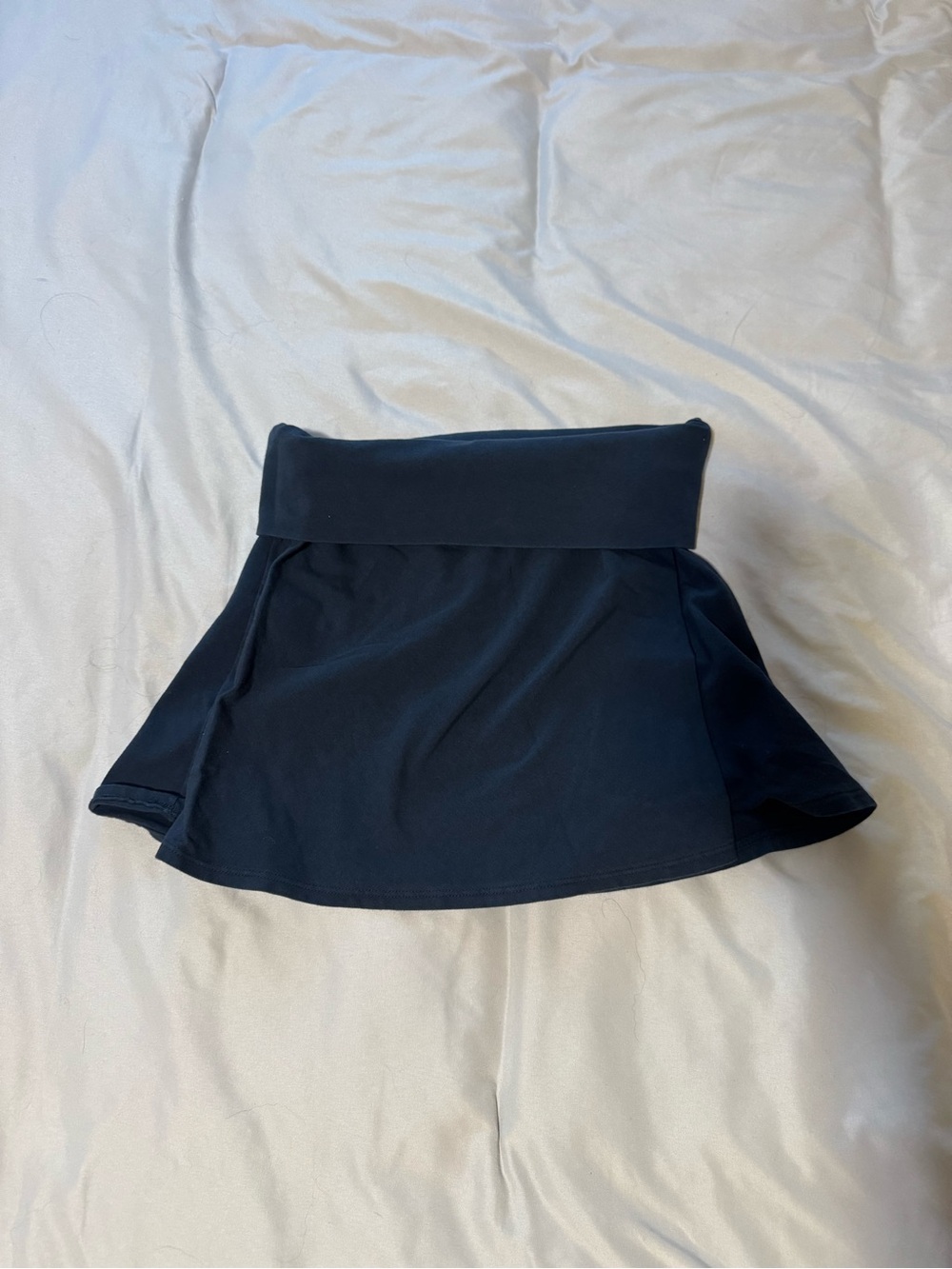 Brandy Melville Navy Fold-Over Waist Skater Skirt